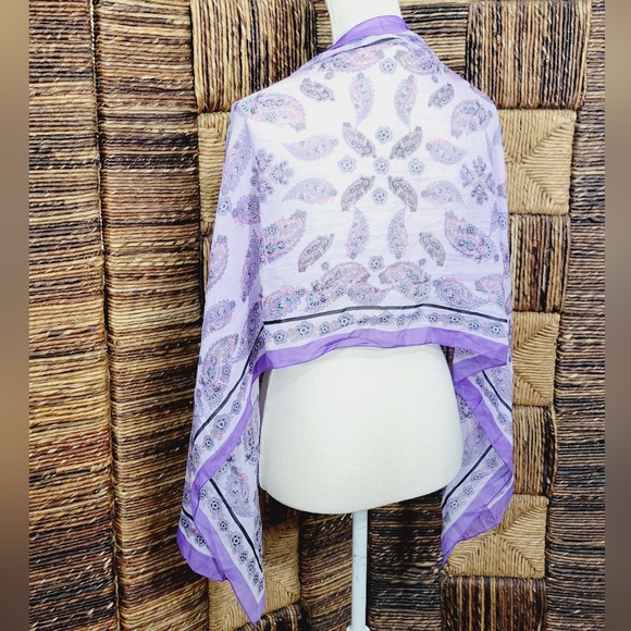 Paisley Print Multi-color Purple Scarf Wrap Shawl size 60" x 20" - Picture 4 of 5
